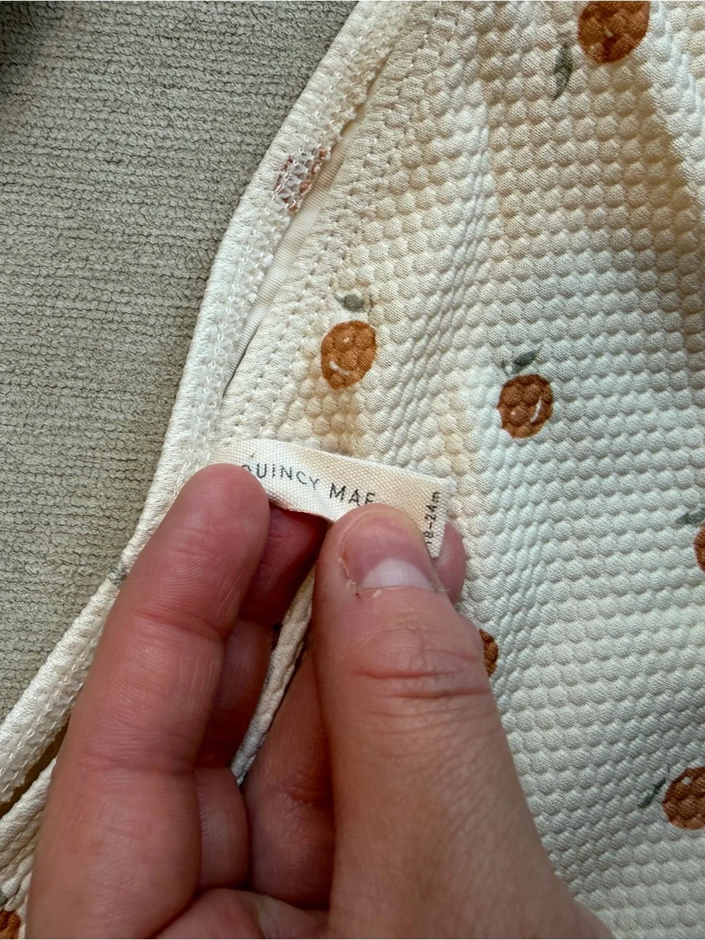 Quincy Mae Cream Swim suit with Tan Dot Print